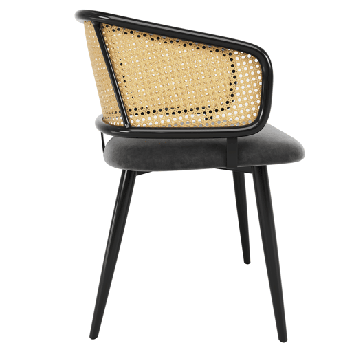 Cadeiras de sala de jantar 2 peças - encosto em rattan, almofada em veludo, estilo moderno e simples - Cinza