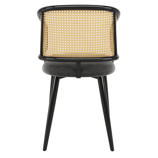 Cadeiras de sala de jantar 2 peças - encosto em rattan, almofada em veludo, estilo moderno e simples - Cinza