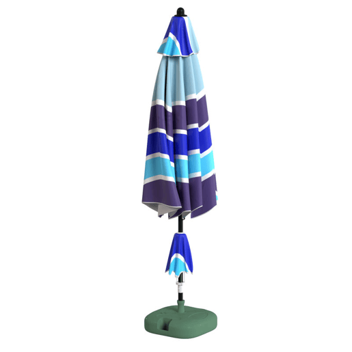 Outsunny Chapéu de Sol de Praia com Mesa Dobrável e Porta-Copos Ø198 cm Chapéu de Sol de Terraço Exterior com Altura Ajustável Inclinação Bolsa de Transporte e Gancho UV30+ Multicolor