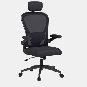 HOMCOM Conjunto de Escritório Inclui 1 Cadeira de Escritório com Altura Ajustável Apoio de Cabeça e Suporte Lombar Ajustáveis Preto e 1 Tapete Protetor 90x120 cm Transparente