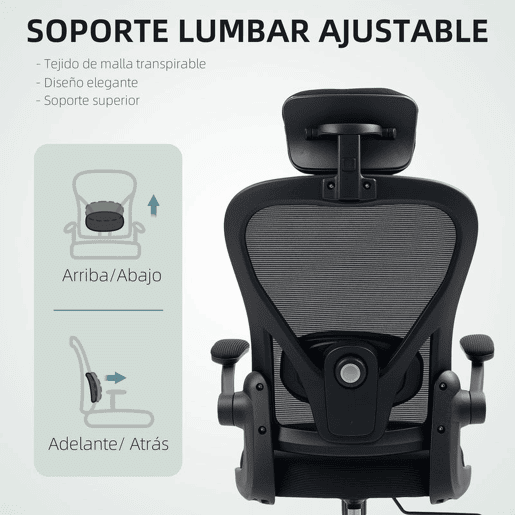HOMCOM Conjunto de Escritório Inclui 1 Cadeira de Escritório com Altura Ajustável Apoio de Cabeça e Suporte Lombar Ajustáveis Preto e 1 Tapete Protetor 90x120 cm Transparente
