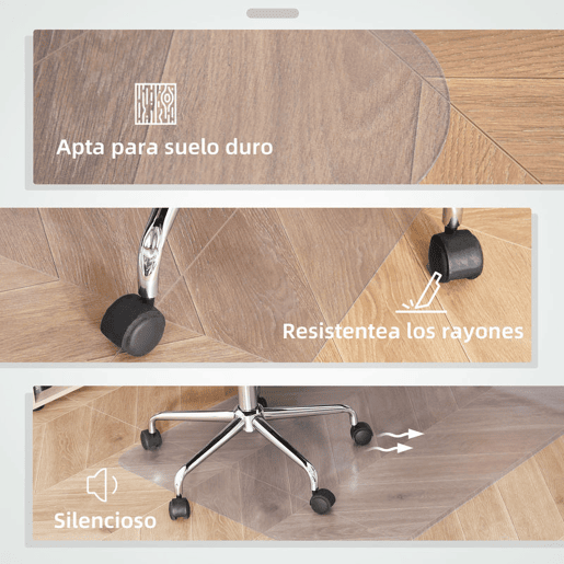 HOMCOM Conjunto de Escritório Inclui 1 Cadeira de Escritório com Altura Ajustável Apoio de Cabeça e Suporte Lombar Ajustáveis Preto e 1 Tapete Protetor 90x120 cm Transparente