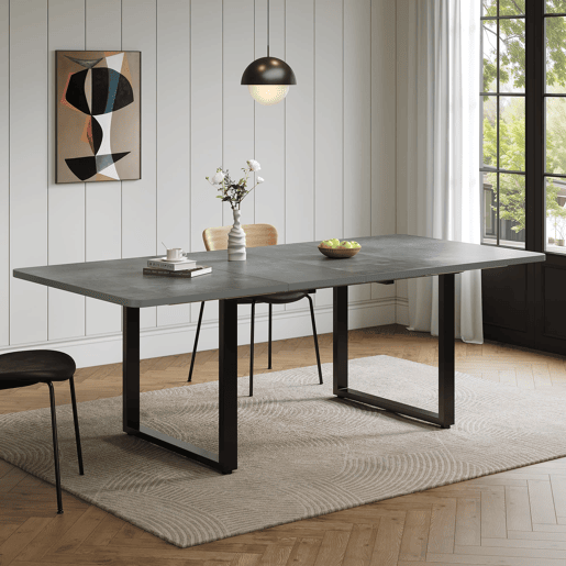 Mesa de jantar extensÃvel 140180220x90 cm - para 6-10 pessoas, forma reta, pernas em metal - cinzento Mesa de jantar extensÃvel 140180220x90 cm - para 6-10 pessoas, forma reta, pernas em metal - cinzento