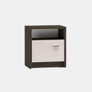 Armário de cabeceira de 1 porta Kaius Cashmere e madeira escura