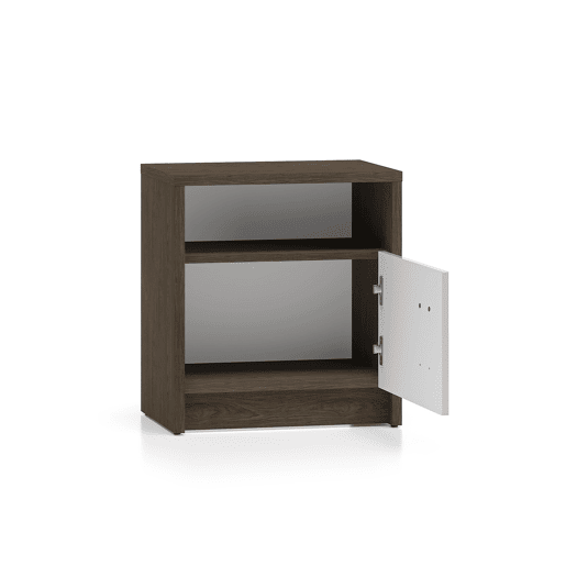 Armário de cabeceira de 1 porta Kaius Cashmere e madeira escura