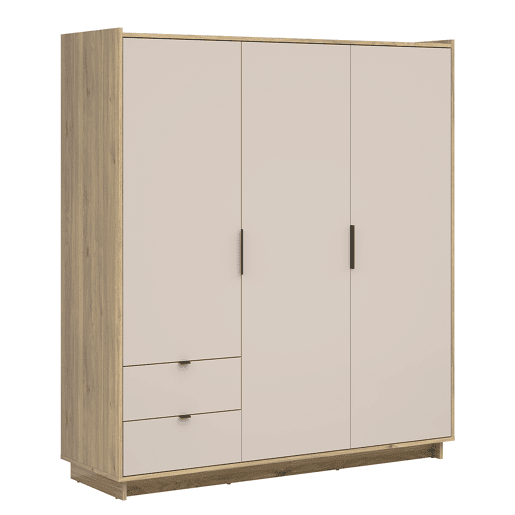 Roupeiro 3 portas 2 gavetas Donna Cachemira e Madeira