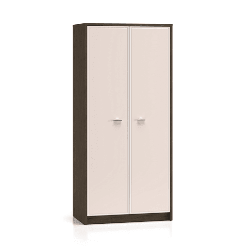 Roupeiro de 2 portas Kaius em caxemira e madeira escura