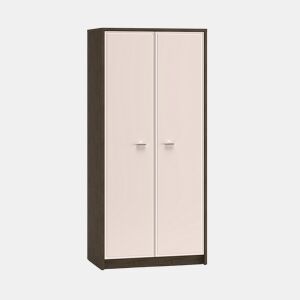 Roupeiro de 2 portas Kaius em caxemira e madeira escura