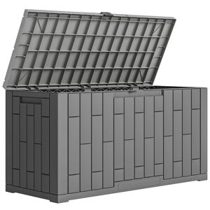 Outsunny Baú Exterior Capacidade 227L, Baú de Armazenamento de Resina Resistente à Água e aos Raios UV, com Fechadura para Jardim, Terraço, Pátio, 106,5x43x54,5 cm, Cinzento