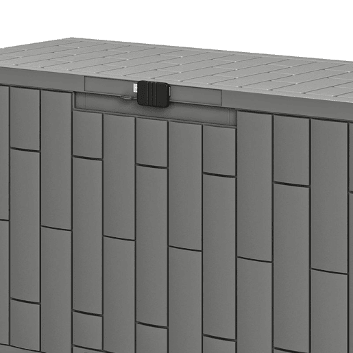 Outsunny Baú Exterior Capacidade 227L, Baú de Armazenamento de Resina Resistente à Água e aos Raios UV, com Fechadura para Jardim, Terraço, Pátio, 106,5x43x54,5 cm, Cinzento