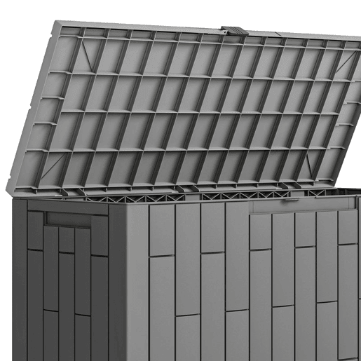 Outsunny Baú Exterior Capacidade 227L, Baú de Armazenamento de Resina Resistente à Água e aos Raios UV, com Fechadura para Jardim, Terraço, Pátio, 106,5x43x54,5 cm, Cinzento