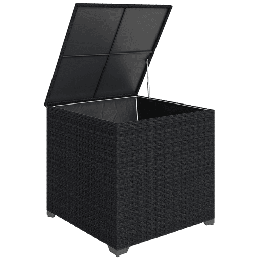 Outsunny Baú de Armazenamento Exterior de Ratã Sintético de 253L, Baú de Exterior com Vara Hidráulica, Forro com Fecho e Estrutura de Aço, Capacidade 50 kg, para Jardim, Terraço, 72x72x70 cm, Preto