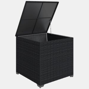 Outsunny Baú de Armazenamento Exterior de Ratã Sintético de 253L, Baú de Exterior com Vara Hidráulica, Forro com Fecho e Estrutura de Aço, Capacidade 50 kg, para Jardim, Terraço, 72x72x70 cm, Preto