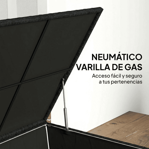 Outsunny Baú de Armazenamento Exterior de Ratã Sintético de 253L, Baú de Exterior com Vara Hidráulica, Forro com Fecho e Estrutura de Aço, Capacidade 50 kg, para Jardim, Terraço, 72x72x70 cm, Preto