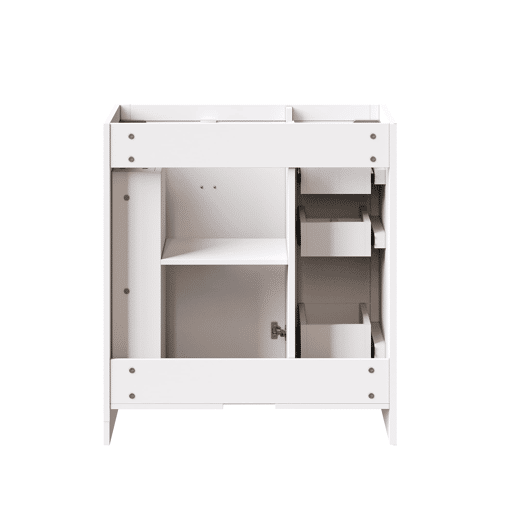 Móvel de lavatório 76,5x46,5x84,5 cm - 3 gavetas, prateleira lateral, fecho suave, cerâmica - Branco
