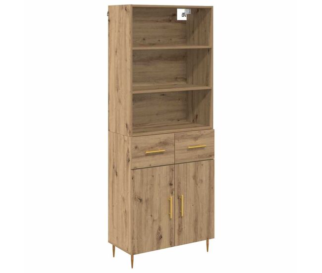 Aparador alto - mueble de almacenamiento con cajón roble artesanal 69,5 x 34 x 180 cm es430