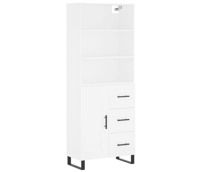 Aparador alto - mueble de almacenamiento madera contrachapada blanco 69,5x34x180 cm es646