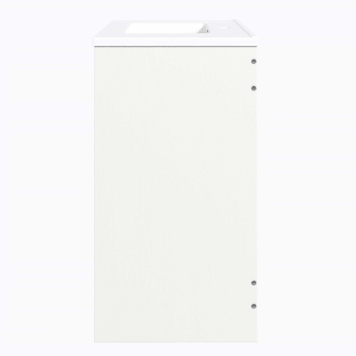 Móvel de casa de banho de 91,5 cm - Armário com portas tipo celeiro, lavatório de cerâmica, gavetas e compartimento - Branco