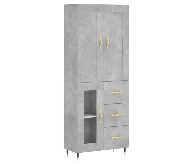 Aparador alto - mueble de almacenamiento madera contrachapada gris hormigón 69,5x34x180 cm es976