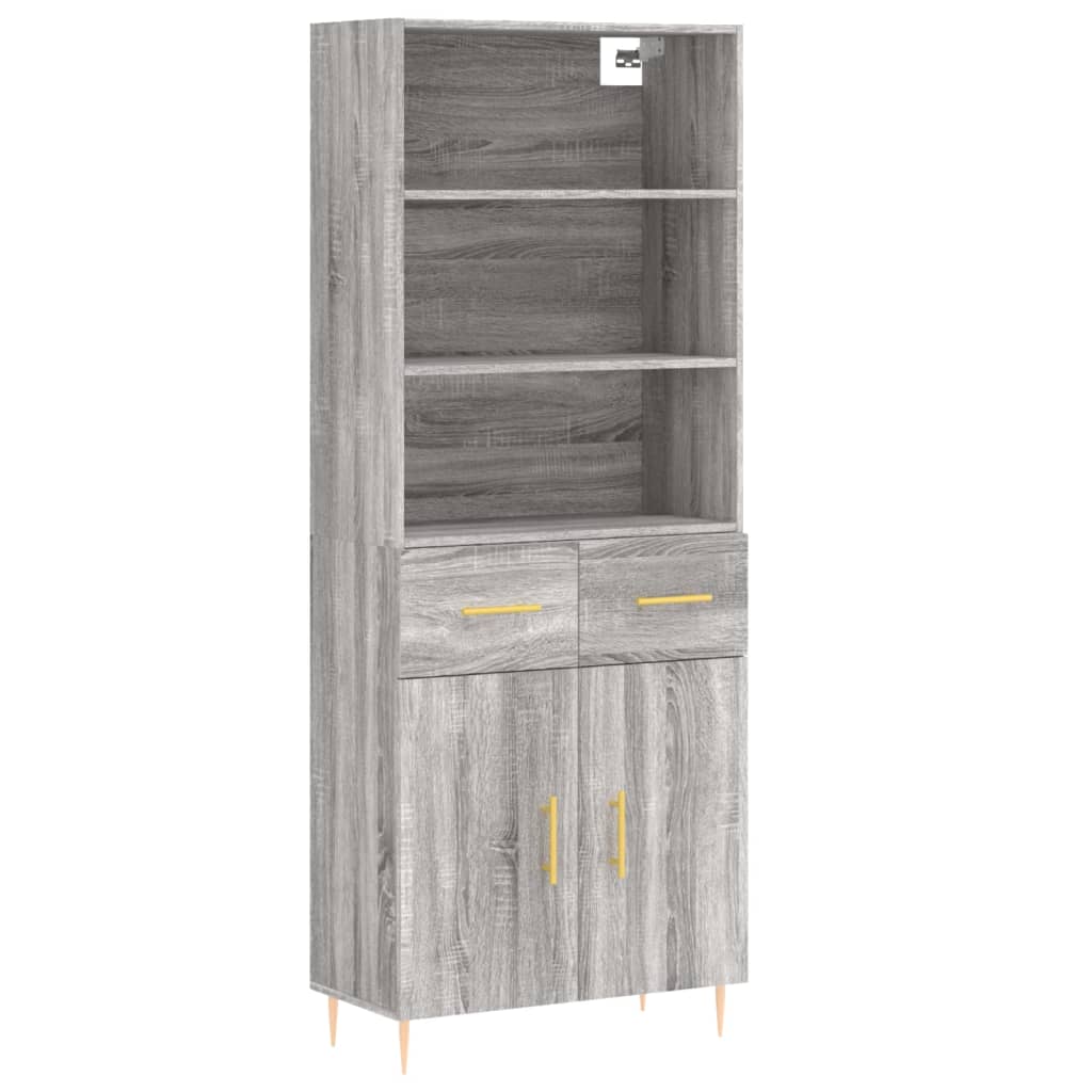 Aparador alto - Mueble de almacenamiento 69 Roble/ Gris