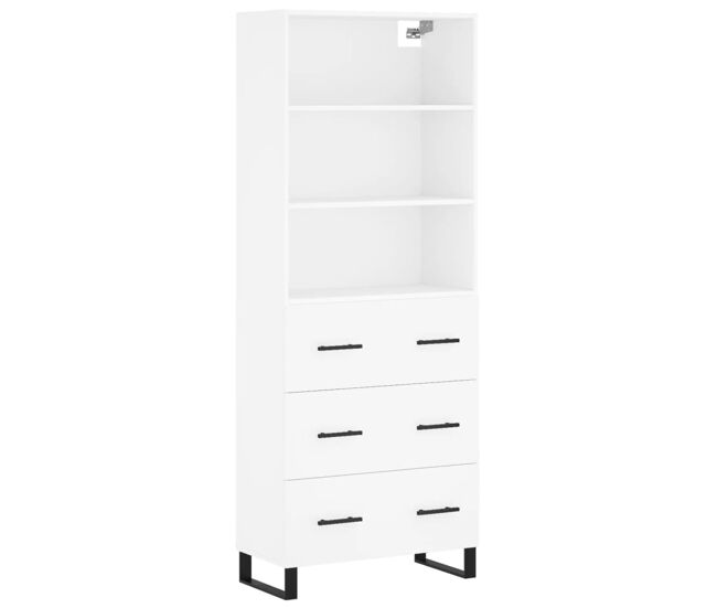 Aparador alto - mueble de almacenamiento madera contrachapada blanco 69,5x34x180 cm es632