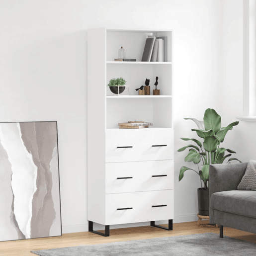 Armário alto - Bufete - Móvel de apoio 69,5x34x180 cm derivados de madeira branco pt632