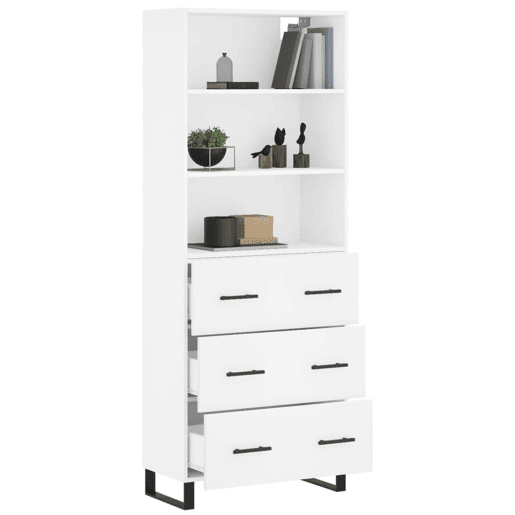 Armário alto - Bufete - Móvel de apoio 69,5x34x180 cm derivados de madeira branco pt632