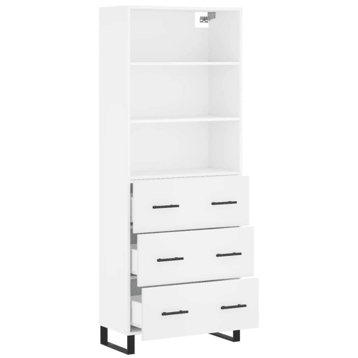 Armário alto - Bufete - Móvel de apoio 69,5x34x180 cm derivados de madeira branco pt632