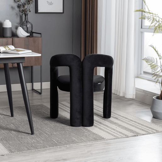 Cadeiras de jantar de veludo 2 peças - design moderno, cadeiras decorativas com encosto estofado - Preto