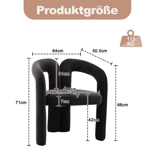 Cadeiras de jantar de veludo 2 peças - design moderno, cadeiras decorativas com encosto estofado - Preto