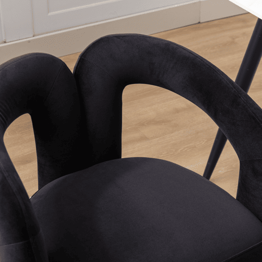 Cadeiras de jantar de veludo 2 peças - design moderno, cadeiras decorativas com encosto estofado - Preto