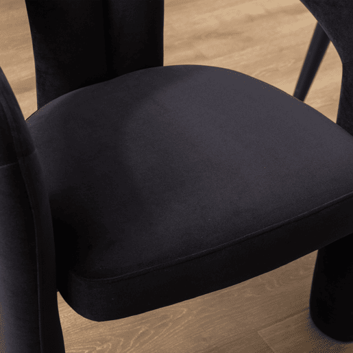 Cadeiras de jantar de veludo 2 peças - design moderno, cadeiras decorativas com encosto estofado - Preto