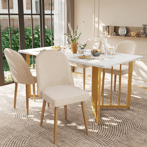 Cadeira de jantar 2 St - Cadeiras modernas em veludo bege com pernas metálicas douradas - Bege