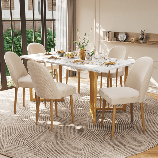Cadeira de jantar 2 St - Cadeiras modernas em veludo bege com pernas metálicas douradas - Bege