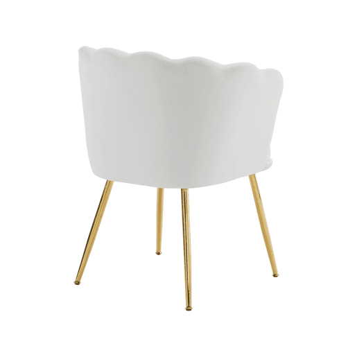 Conjunto de 6 cadeiras modernas de veludo - Cadeiras estofadas com encosto em forma de pétala, pernas de metal dourado, almofadas em forma de borboleta - Bege Conjunto de 6 cadeiras modernas de veludo - Cadeiras estofadas com encosto em forma de pétala, pernas de metal dourado, almofadas em forma de borboleta - Bege