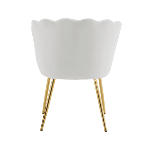 Conjunto de 6 cadeiras modernas de veludo - Cadeiras estofadas com encosto em forma de pétala, pernas de metal dourado, almofadas em forma de borboleta - Bege Conjunto de 6 cadeiras modernas de veludo - Cadeiras estofadas com encosto em forma de pétala, pernas de metal dourado, almofadas em forma de borboleta - Bege