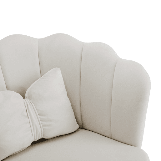 Conjunto de 6 cadeiras modernas de veludo - Cadeiras estofadas com encosto em forma de pétala, pernas de metal dourado, almofadas em forma de borboleta - Bege Conjunto de 6 cadeiras modernas de veludo - Cadeiras estofadas com encosto em forma de pétala, pernas de metal dourado, almofadas em forma de borboleta - Bege