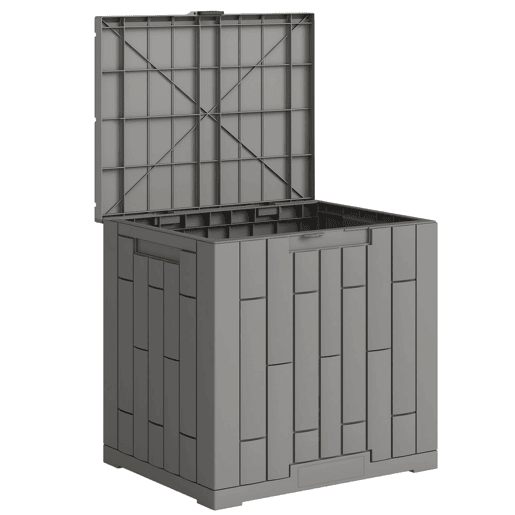 Outsunny Baú Exterior Capacidade 114L, Baú de Armazenamento Exterior em Resina Resistente à Água e aos Raios UV, com Fecho para Jardim, Terraço, Pátio, 56x44x54 cm, Cinzento