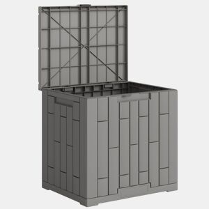 Outsunny Baú Exterior Capacidade 114L, Baú de Armazenamento Exterior em Resina Resistente à Água e aos Raios UV, com Fecho para Jardim, Terraço, Pátio, 56x44x54 cm, Cinzento