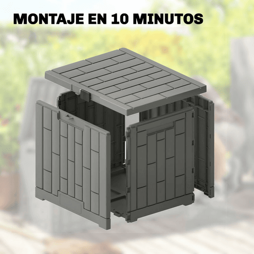 Outsunny Baú Exterior Capacidade 114L, Baú de Armazenamento Exterior em Resina Resistente à Água e aos Raios UV, com Fecho para Jardim, Terraço, Pátio, 56x44x54 cm, Cinzento