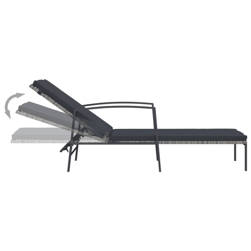 vidaXL EspreguiƧadeiras com mesa 2 pcs vime PE cinzento vidaXL EspreguiƧadeiras com mesa 2 pcs vime PE cinzento