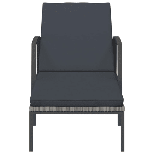 vidaXL EspreguiƧadeiras com mesa 2 pcs vime PE cinzento vidaXL EspreguiƧadeiras com mesa 2 pcs vime PE cinzento