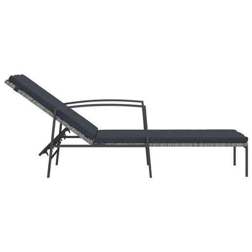 vidaXL EspreguiƧadeiras com mesa 2 pcs vime PE cinzento vidaXL EspreguiƧadeiras com mesa 2 pcs vime PE cinzento