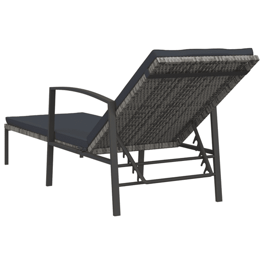 vidaXL EspreguiƧadeiras com mesa 2 pcs vime PE cinzento vidaXL EspreguiƧadeiras com mesa 2 pcs vime PE cinzento