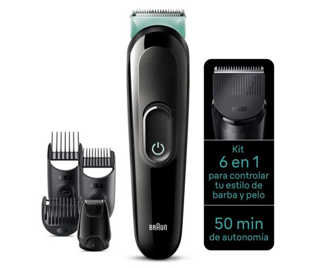 Recortadora braun series 3 mgk 3411 6 en 1 cabeza y barba negro