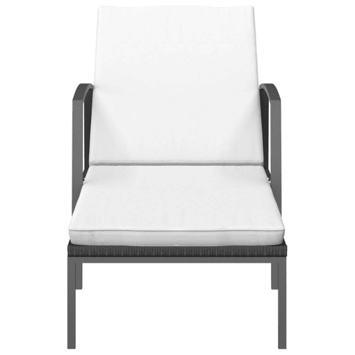 vidaXL Espreguiçadeiras com mesa 2 pcs vime PE preto