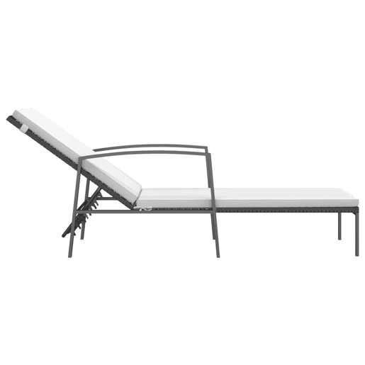 vidaXL Espreguiçadeiras com mesa 2 pcs vime PE preto