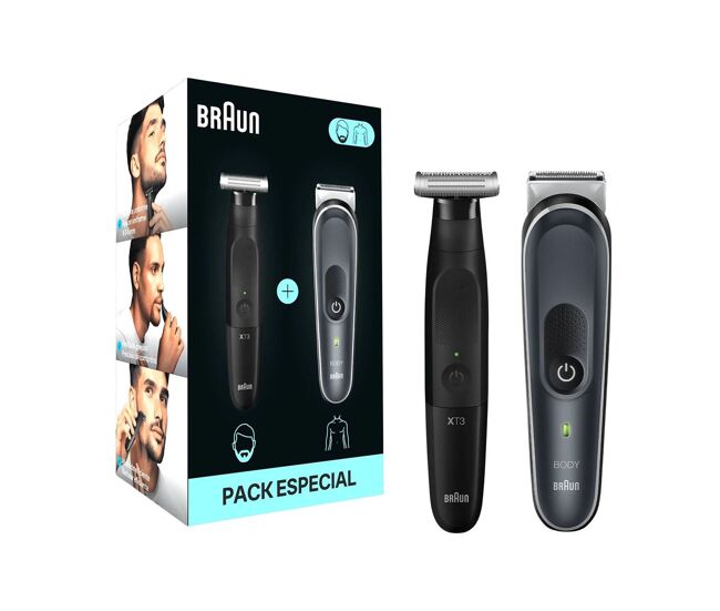 Pack especial braun bg5360 + xt3100 afeitadora + recortadora negro