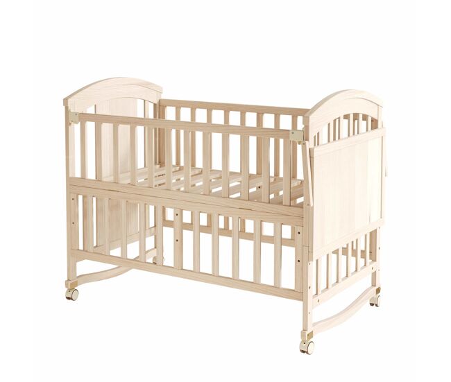 Cuna de bebé de madera multifuncional 120x60x95 cm (extensible 40 cm) - con cambiador, estante plegable, convertible en cuna de colecho, estructura