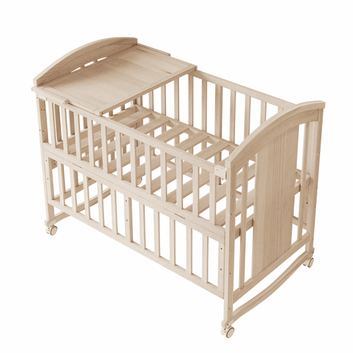 Berço de madeira multifuncional 120x60x95 cm (extensível até 40 cm) u2013 com trocador, prateleira dobrável, convertível em berço de co-leito, estrutura extensível, sem colchão u2013 cor madeira natural Berço de madeira multifuncional 120x60x95 cm (extensível até 40 cm) u2013 com trocador, prateleira dobrável, convertível em berço de co-leito, estrutura extensível, sem colchão u2013 cor madeira natural